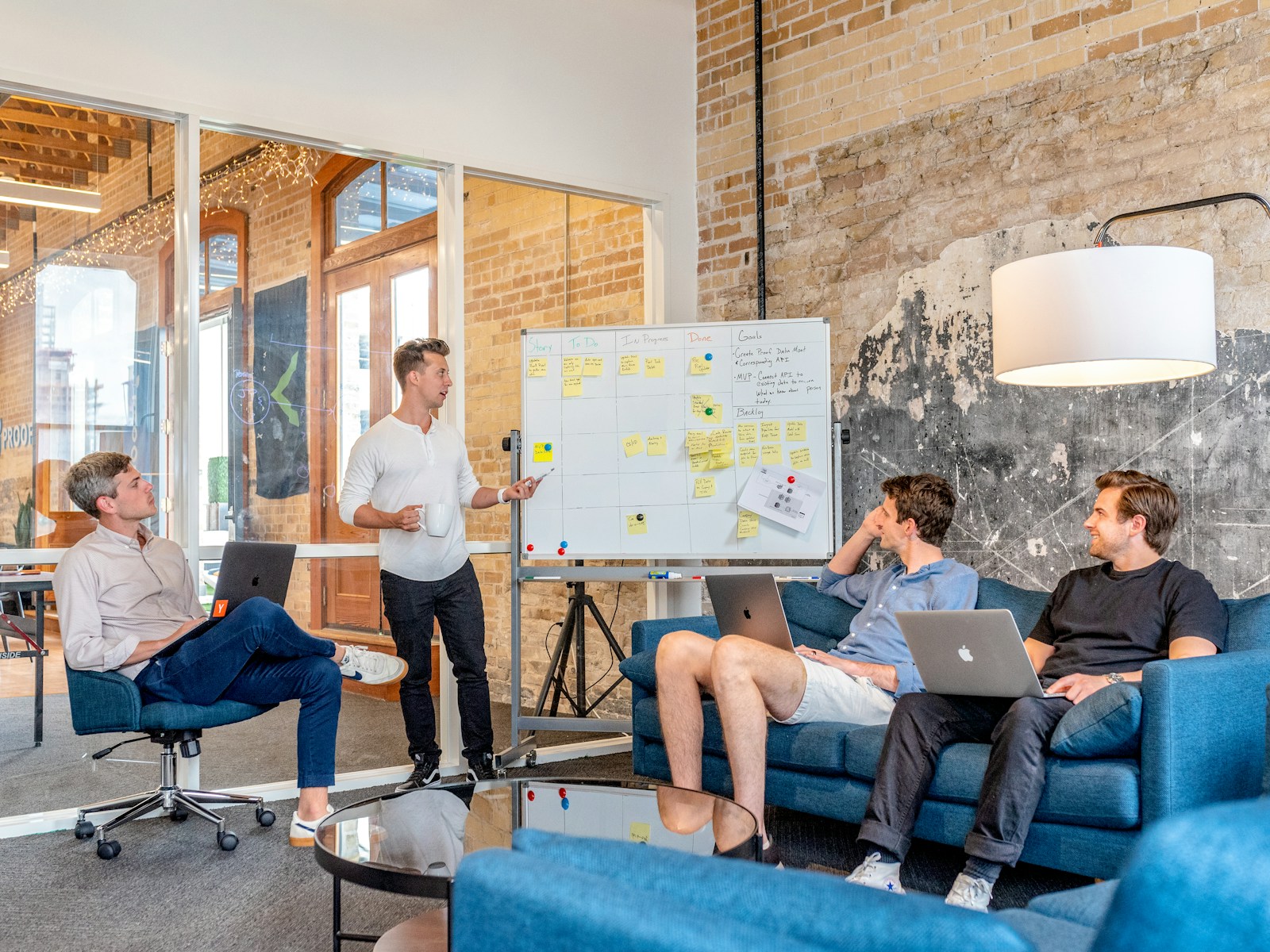 Executive presenting AI leadership findings to a corporate audience